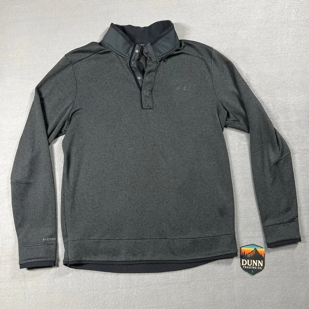 Under Armour Sweater Mens L Gray Henley Golf Storm ColdGear Fleece Snap Pullover